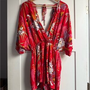 Lulu's Scarlet Floral Halter romper